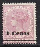  Ceylon - 1892 QV 3c on 4c Sc# 155 - MH - (4364)