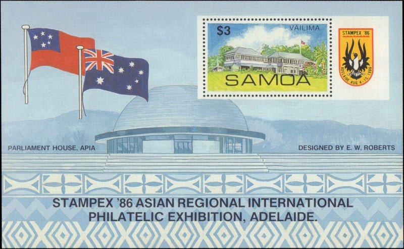 Samoa #679, Complete Set, 1986, Stamp Show, Never Hinged