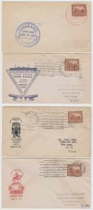 COLOMBIA 1933 FOUR COVERS GRACE LINE MAIDEN VOYAGES DIFFERENT SHIPS F,VF 