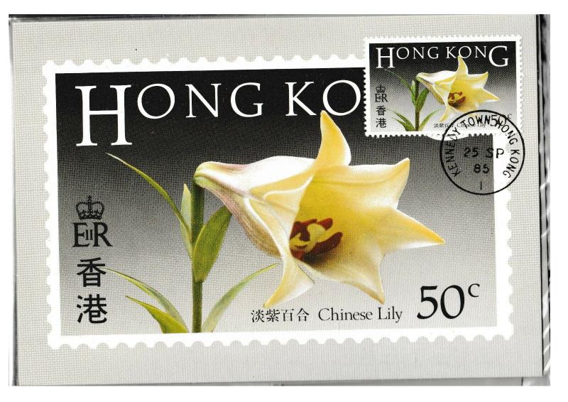 Hong Kong Flowers First Day Cancelled Postcard set A 1985