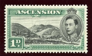 Ascension 1938 KGVI 1d black & green (p13½) superb MNH. SG 39. Sc 41.