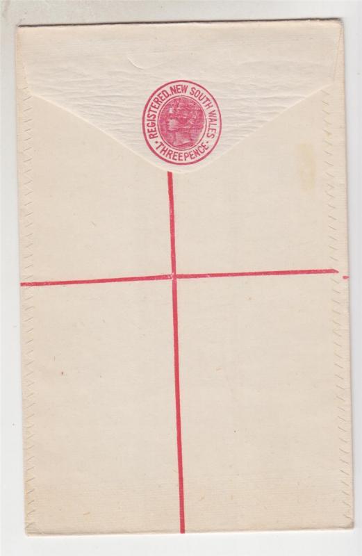 NEW SOUTH WALES,  Registered Letter Envelope, 1891 3d. Rose, flap right, unused.