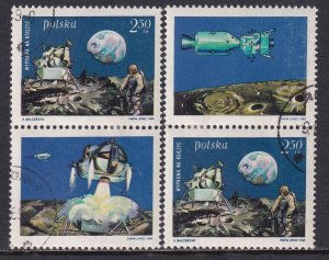 Poland 1969 Sc 1674 Lunar Module Landing Ascent Earth Stamp Prs CTO w/Labels