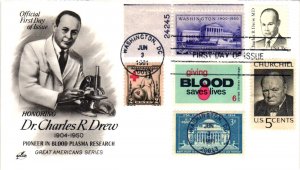 #1865 Dr. Charles Drew 6 stamp Combo – Black Heritage - Artcraft Cachet DH