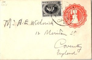 Egypt 2m King Fuad on 2m Cleopatra Envelope 1927 Cairo to Coventry, England.