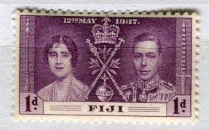 FIJI; 1937 early GVI Coronation issue fine Mint hinged 1d. value