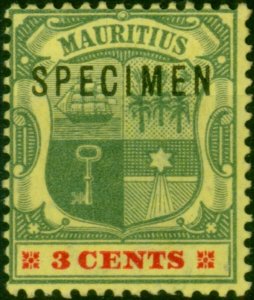 Mauritius 1902 3c Green & Carmine-Yellow Specimen SG140s V.F VLMM