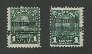 CANADA PRECANCEL SET KITCHENER 1-163 & 1-163b