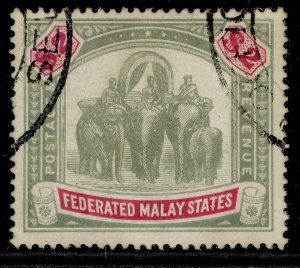 MALAYSIA - Federated Malay EDVII SG49, $2 green & carmine, FINE USED. Cat £180.