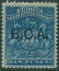 Nyasaland 1891 SG5 6d blue Arms B.C.A ovpt MH