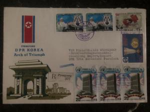 1987 Pyongyang North Korea DPR First day cover FDC Arch Triumph to DDR Germany