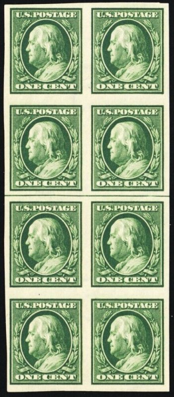 383, Mint VF NH 1¢ Line Block of Eight Stamps - Stuart Katz