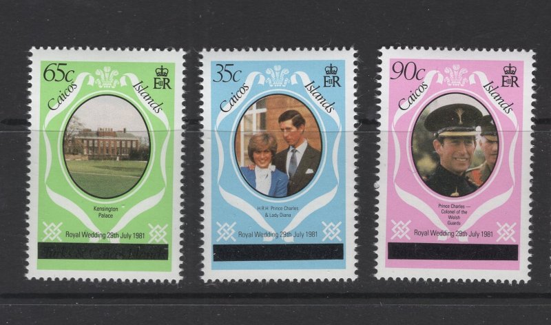Turks and Caicos - Caicos  #8A-10A (1981 Royal Wedding set)  VFMNH  CV $1.50