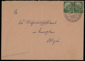 Germany 1957 Heuss Postal Card Indicia Cutout Used On Cover G71073