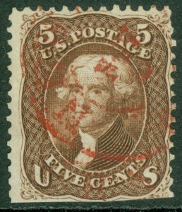 EDW1949SELL : USA 1863 Scott #76 Used with Red cancel. Clipped perfs. Cat $165.