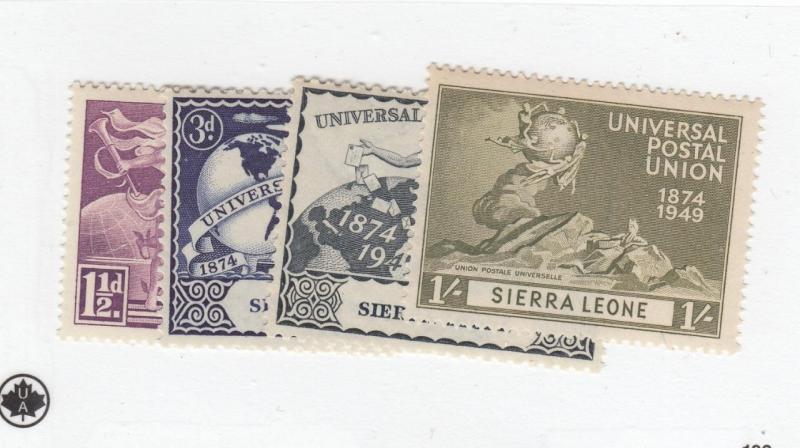 SIERRA LEONE (MK3250)  # 190-193  MINT  1949 UNIVERSAL POSTAL UNION ISSUES