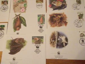 20 philatelic color cachet covers 1987 to 1996 bats otter ferret deermouse