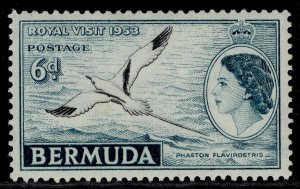 BERMUDA QEII SG143, 6d black & deep turquoise, M MINT.