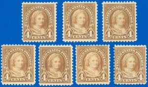 US SCOTT #556 (x7) Martha Wash'ton, Mint-F/VF-LH & Hinged Stamps, SCV $112 (SK)