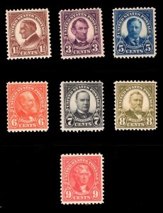 MOMEN: US STAMPS #553, 555, 557-561 MINT OG NH LOT #83686*