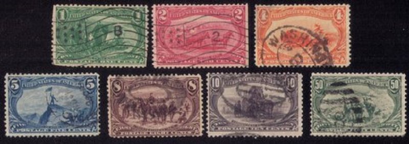 US Scott #285-291 Trans-Mississippi Used Short Set Cat. $360.00 F-VF