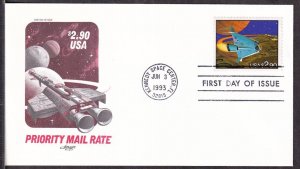 1993 Priority Mail $2.90 Futuristic Space Shuttle Sc 2543 FDC Artmaster cachet