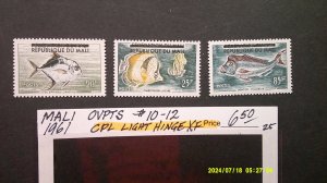 Mali 1961 Overprints Scott# 10-12 Complete XF Mint Light Hinge set of 3