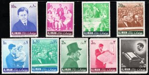 1967 Ajman Scott #- 141-149 50th Anniversary Birth John F. Kennedy Set/9 MNH