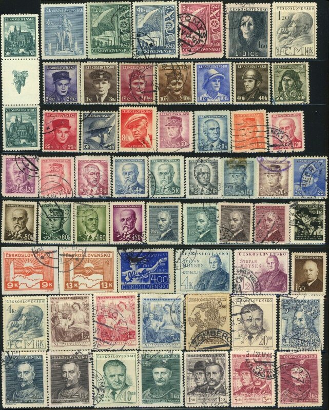 500 Czechoslovakia Postage Stamps Collection Europe 1919-1950 Czech Used