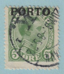 DENMARK J2 POSTAGE DUE  USED - OVERPRINTED 5 ORE GREEN KING CHRISTIAN X