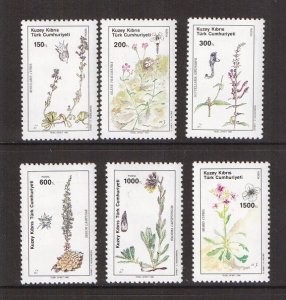 Cyprus  Turkish   #288-293   MNH   1990  flowers