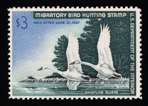 AFFORDABLE GENUINE SCOTT #RW33 VF-XF MINT OG NH 1966 FEDERAL DUCK STAMP #19416