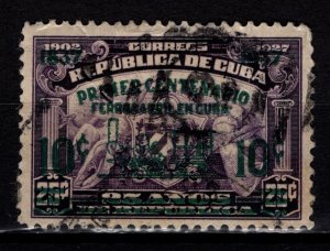 Cuba 1937 Centenary of Cuban Railway with Surch., 10c on 25c [Used]