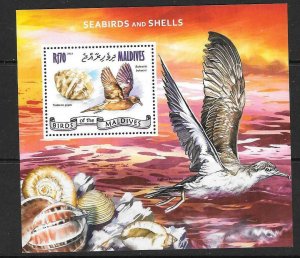 MALDIVE ISLANDS 2014 SEABIRDS & SHELLS SHEET MNH