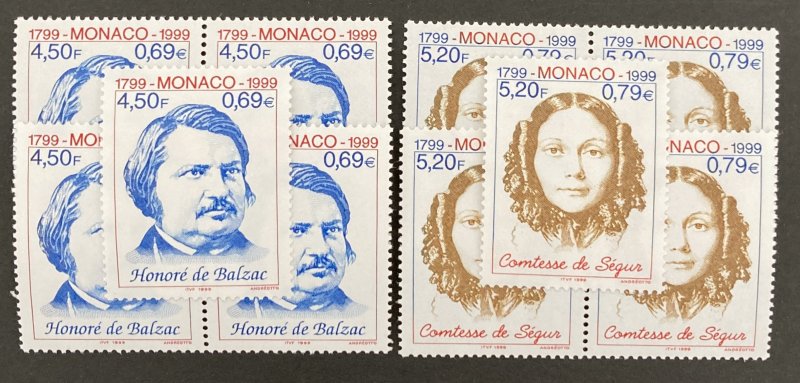 Monaco 1999 #2129-30, Wholesale Lot of 5, MNH, CV $20