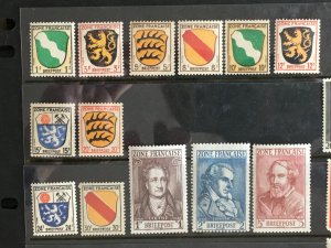 1945 Germany French Zone Sc# 4N1-4N13, Complete MLH