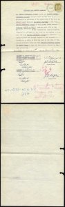 New Zealand 1950 transfer of shares with 15s green revenue stamp affixed