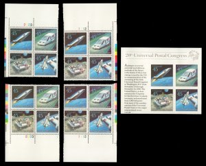 US Stamps: Sc C122-C125 4-Corner MNH Air Mail Plate Blocks & C126 Souvenir Sheet
