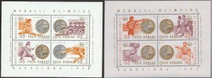 Romania 1992 MNH Stamps Scott 3797-3798 Souvenir Sheet Sport Olympic Games Medal