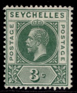 SEYCHELLES GV SG72, 3c green, M MINT.