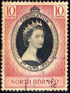 Queen Elizabeth II Coronation 1953, North Borneo SC#260 used