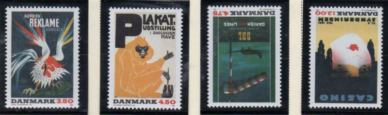 Denmark  Scott 947-50 1991 Posters Decorative Art Museum stamp set mint NH