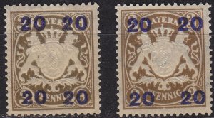 GERMANY Bayern Bavaria [1920] MiNr 0177 I, II ( **/mnh )