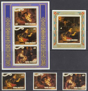 Cook Islands 1987 Paintings by Rembrandt (2Ms + 3v, Cpt) MNH CV$30+
