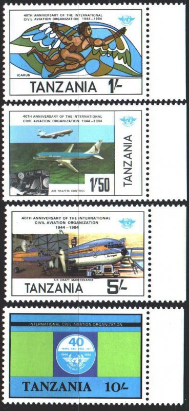 Tanzania. 1984. 246-49. 40 years of ICAO, aviation. MNH.