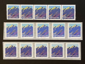 3 Different US PNC5 5c Mountain Nonprofit Stamp Sc# 2904-2904B MNH w/ Control #s