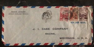 1948 CasaBlanca Morocco Airmail Commercial Cover To J I Case Co Racine Wi USA