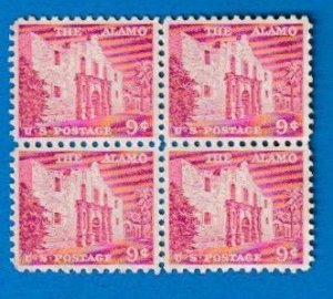 US SCOTT#1043 1956 9c THE ALAMO BLOCK OF [4] - MNH