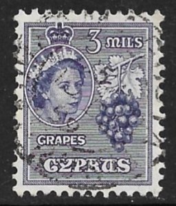 CYPRUS 1955 QE2 3m GRAPES Pictorial Sc 169 VFU