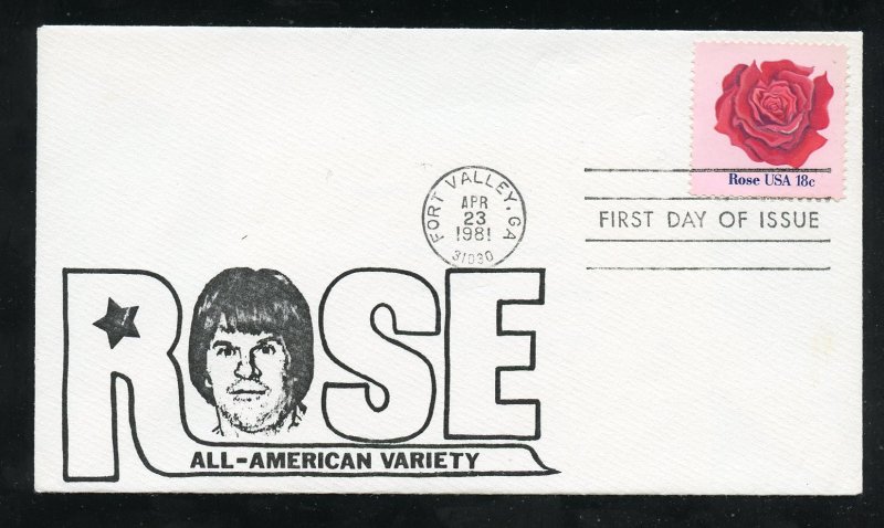 US 1876 Flower Issue - Rose UA Natsco Pete Rose cachet FDC